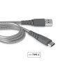 Câble Ultra-renforcé USB A/USB C 1,2m 3A Garanti à vie Gris Force Power