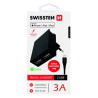 Chargeur 2 ports USB Swissten (Smart IC) 3A + câble Lightning, Noir