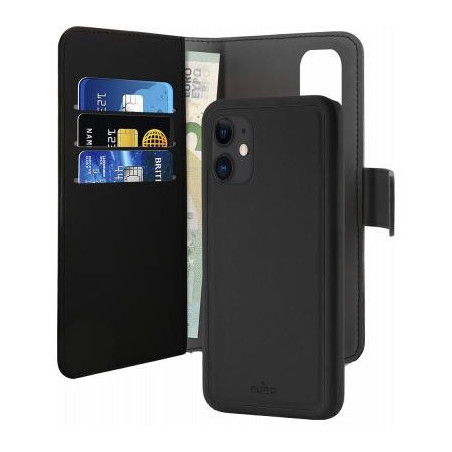 Folio 2 en 1 iPhone 12 mini Coque Magnétique Noir Puro