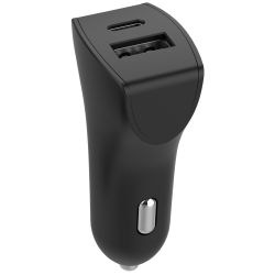Double Chargeur voiture USB A+C PD 32W (12+20W) Power Delivery Noir Bigben