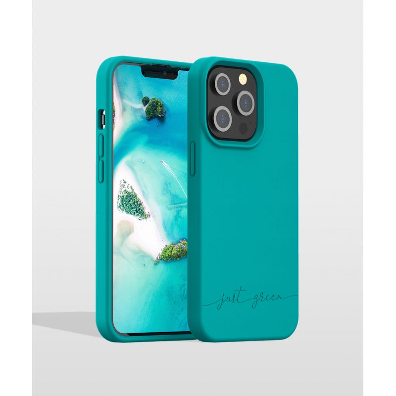 Coque iPhone 13 Pro Biodégradable Blue Lagoon Just Green