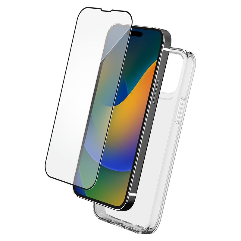 Pack iPhone 15 Pro Coque Transparente et Verre trempé et SmartFrame Bigben