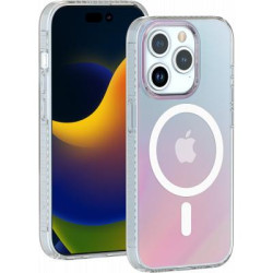 Coque iPhone 15 Pro Max Compatible MagSafe Hybride Semi-transparente Irisée Bigben