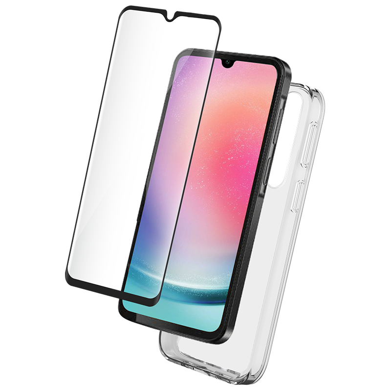 Pack Samsung GALAXY A25 Coque Transparente + Verre trempé + SmartFrame Bigben