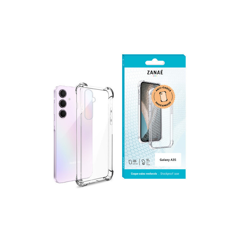 Coque Samsung Galaxy A35 Silicone transparent avec coins renforcés Zanaé