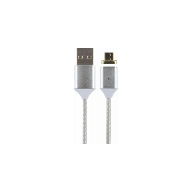 Câble magnétique USB vers micro USB gris métallisé