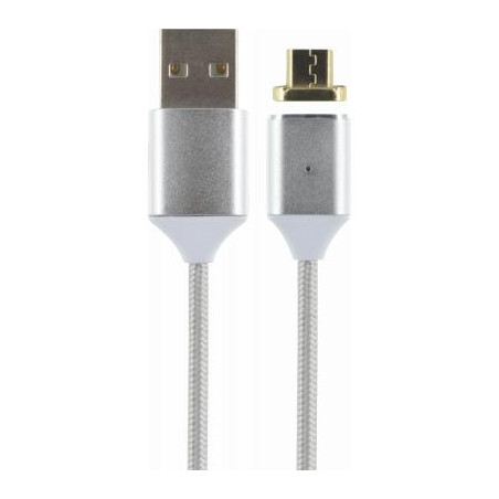 Câble magnétique USB vers micro USB gris métallisé