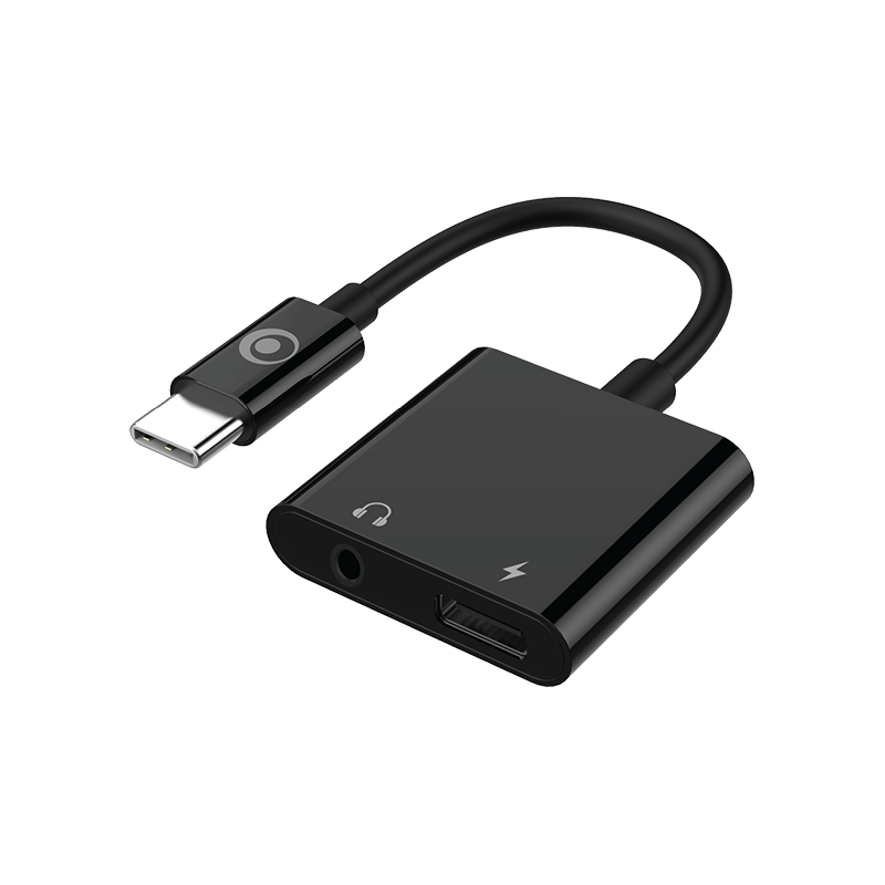 Adaptateur Audio Jack 3.5mm et Charge USB C vers USB C 60W Noir Bigben