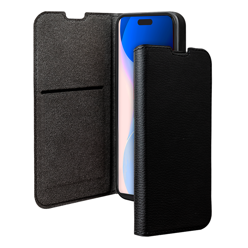 Folio Wallet iPhone 16 Noir Certifié GRS Bigben