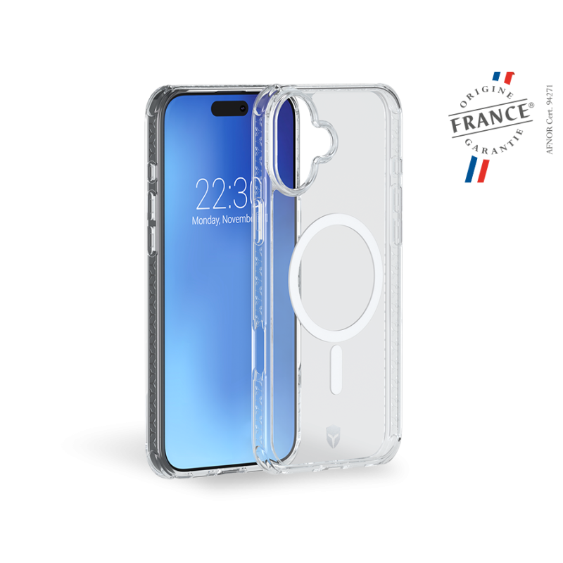 Coque Renforcée iPhone 16 Plus AIR Compatible MagSafe Transparente Origine France Garantie à vie Force Case