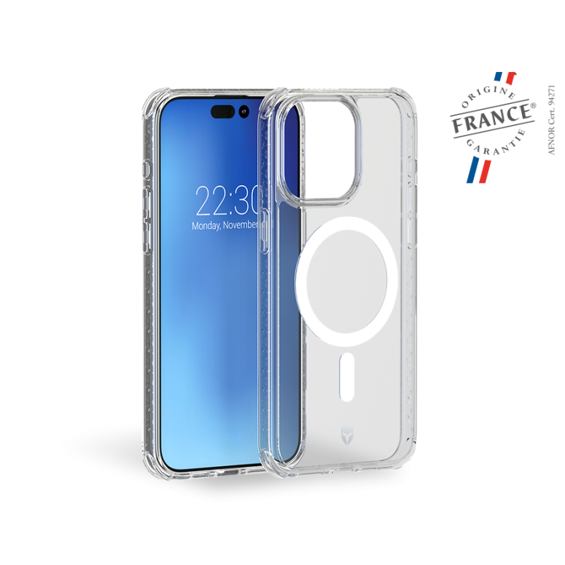 Coque Renforcée iPhone 15 Pro Max AIR Compatible MagSafe Transparente Origine France Garantie à vie Force Case