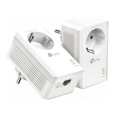 Kit de 2 Adaptateurs CPL AV1000Mbps Prise gigogne + Port Ethernet Gigabit RJ45 Blanc