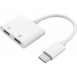 Adaptateur Audio USB C vers USB C + Charge USB C 12cm Blanc