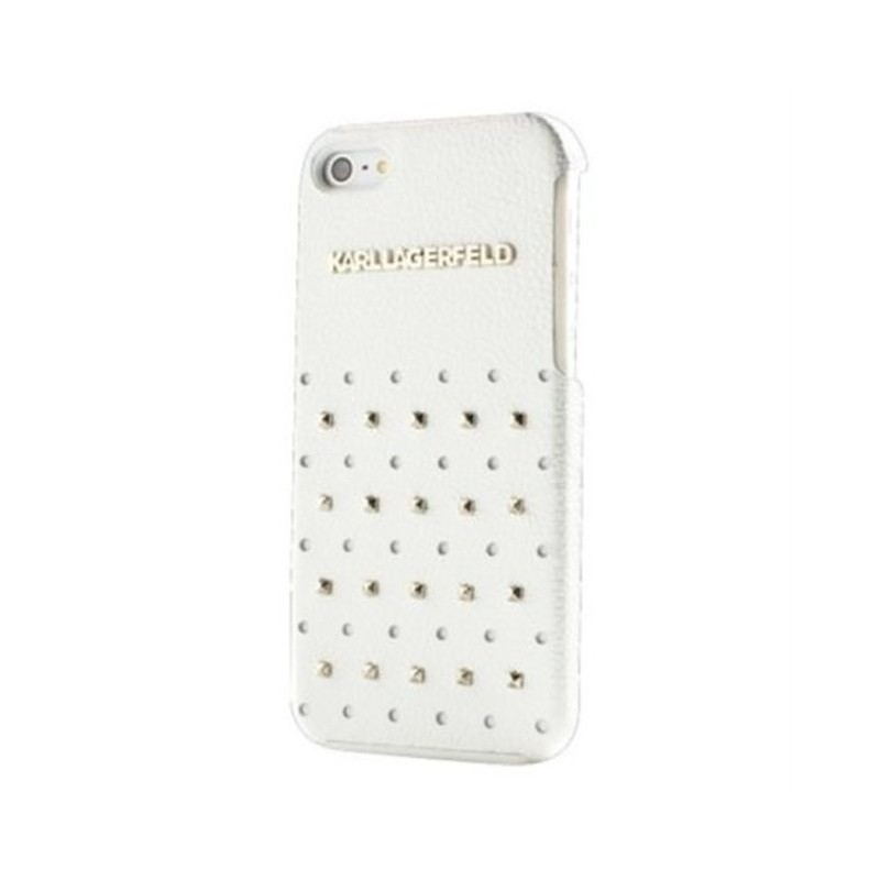 Coque iPhone 5/5S blanche et cloutée Karl Lagerfeld