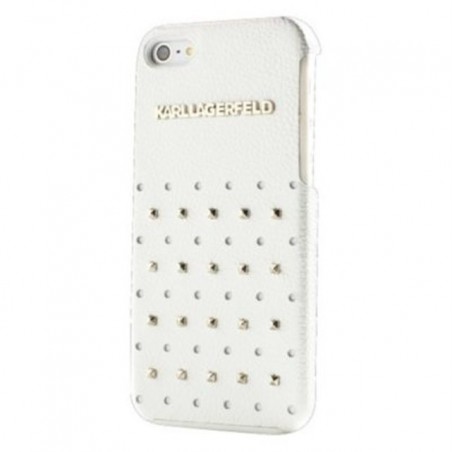 Coque iPhone 5/5S blanche et cloutée Karl Lagerfeld