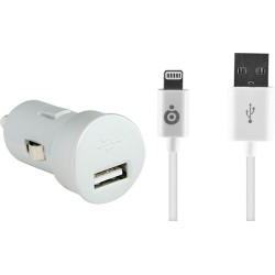 Mini chargeur allume-cigare connectique Lightning blanc 1A