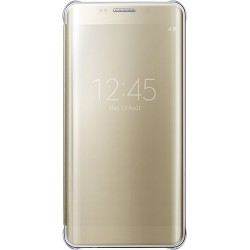 Etui à rabat Samsung Galaxy S6 Edge + Clear View Cover doré 