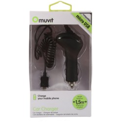 Muvit chargeur allume cigare microusb 12/24 1000ma golf rubber noir 