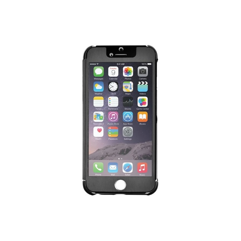 Etui folio noir iPhone 6 avec rabat transparent et tactile