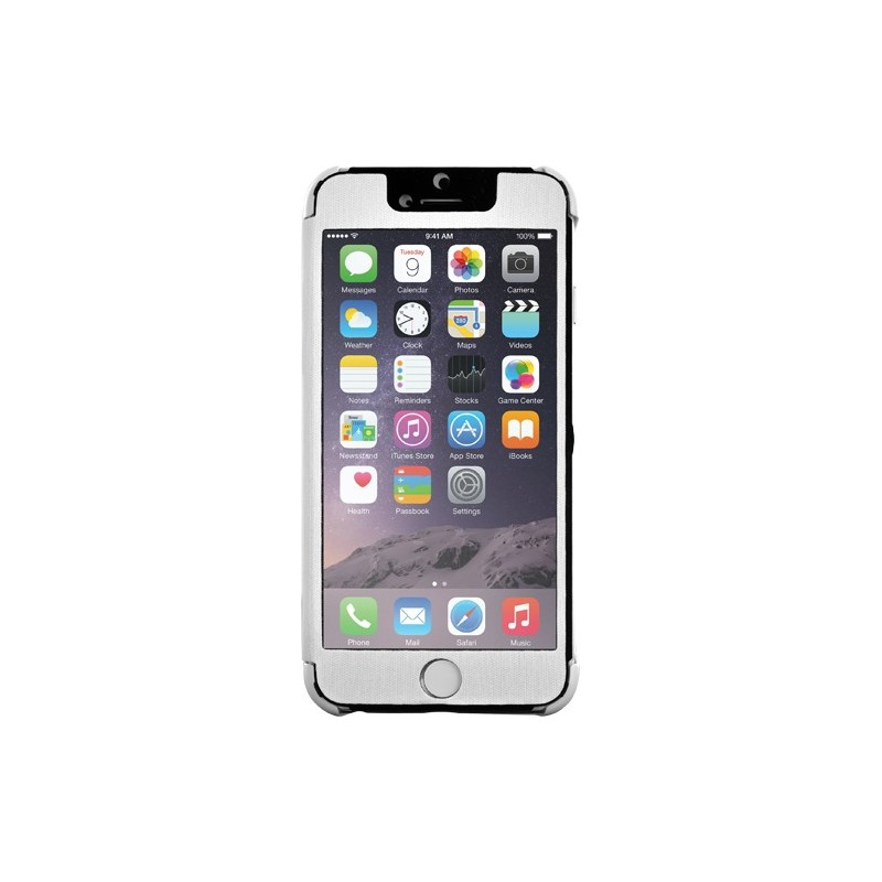 Etui folio blanc iPhone 6 avec rabat transparent et tactile