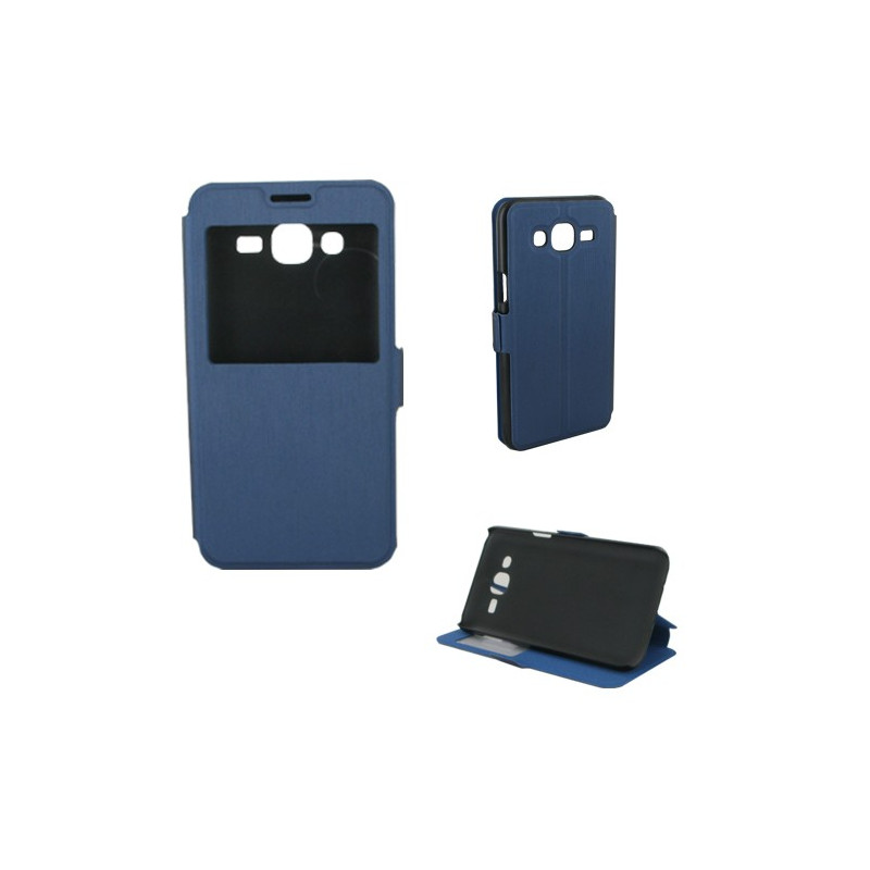 Book case fenetre pour Samsung J5- Bleu nuit