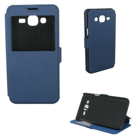 Book case fenetre pour Samsung J5- Bleu nuit