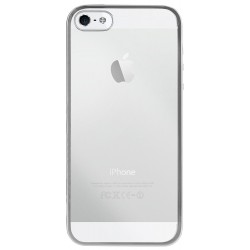 Coque semi-rigide transparente et contour métal argenté pour iPhone 5/5S