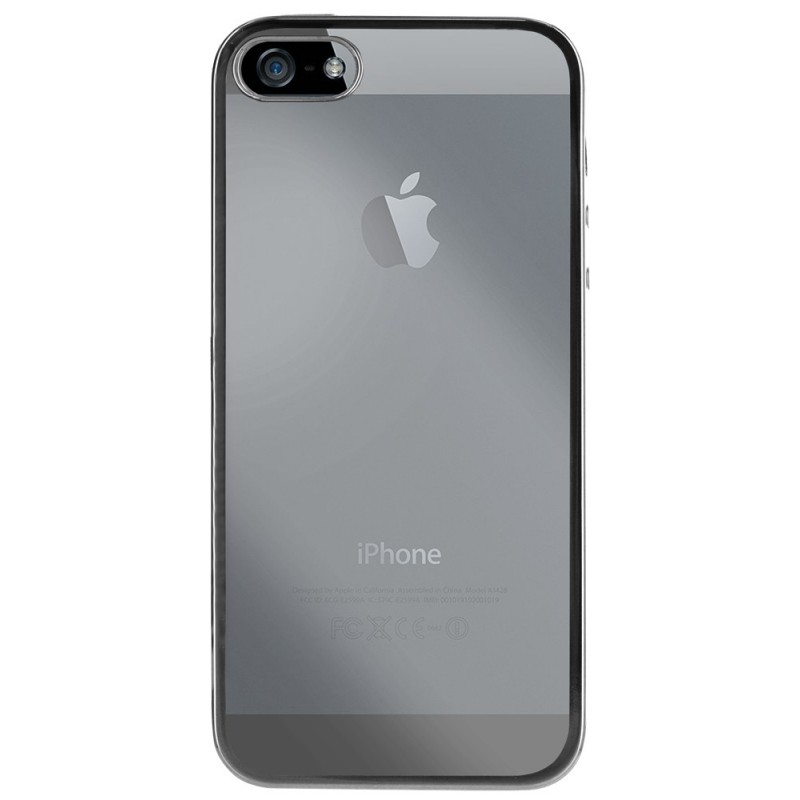 Coque semi-rigide transparente et contour métal gris pour iPhone 5/5S/SE