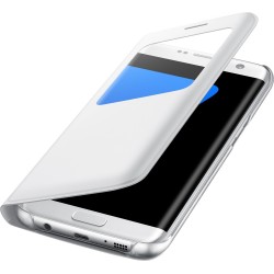 Etui à rabat à zone transparente Samsung EF-CG935PW blanc pour Galaxy S7 Edge