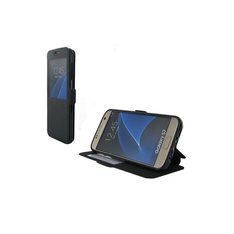 Book case fenetre pour Samsung G930/ Galaxy S7- Noir 