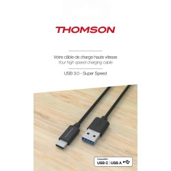 Câble charge et synchronisation USB A/USB C Thomson noir