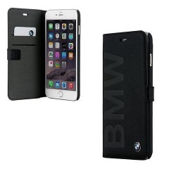 Etui iPhone 6 Plus/6S Plus BMW Noir Folio en cuir avec logo