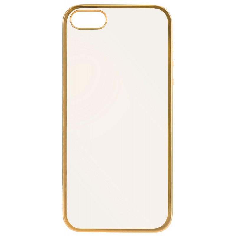 Coque iPhone 5/5S/SE semi-rigide transparente et contour métal doré