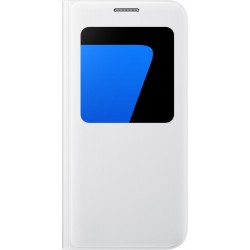 Etui Galaxy S7 G930 à rabat à zone transparente Samsung EF-CG930PW S View Cover blanc 