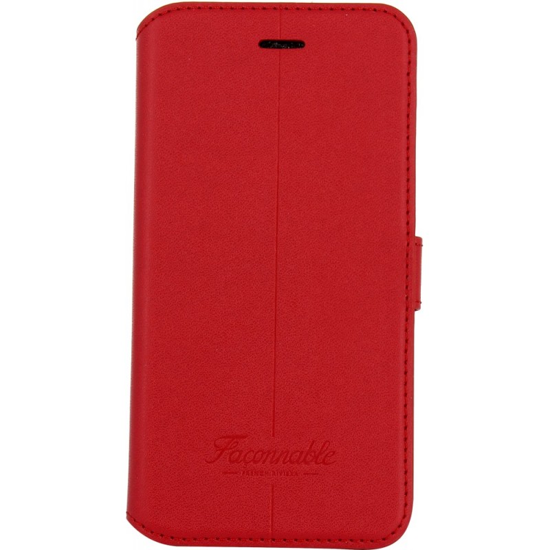 Etui pour iPhone 7 -  folio Liseré Façonnable rouge 