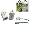 Adaptateur allume cigare 2.4A +cable TYPE C - BLANC