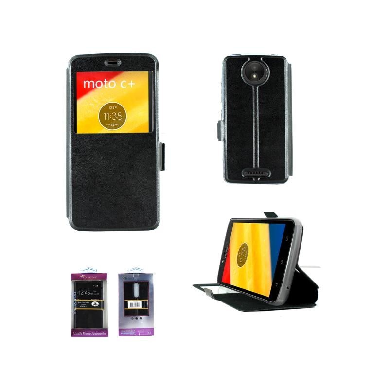 Book case fenetre pour Motorola C Plus - Noir