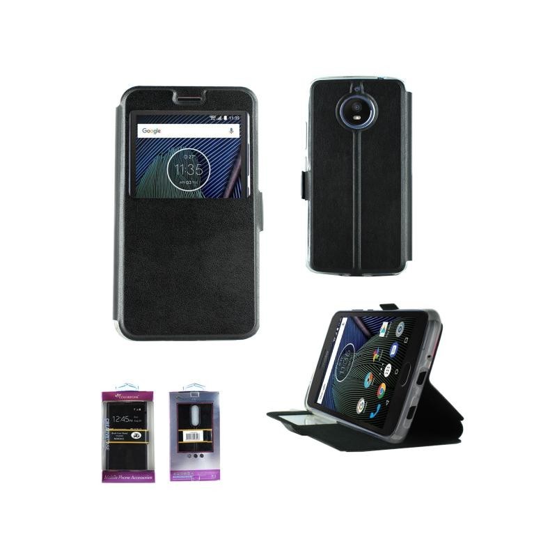 Book case fenetre pour Motorola E4 Plus - Noir