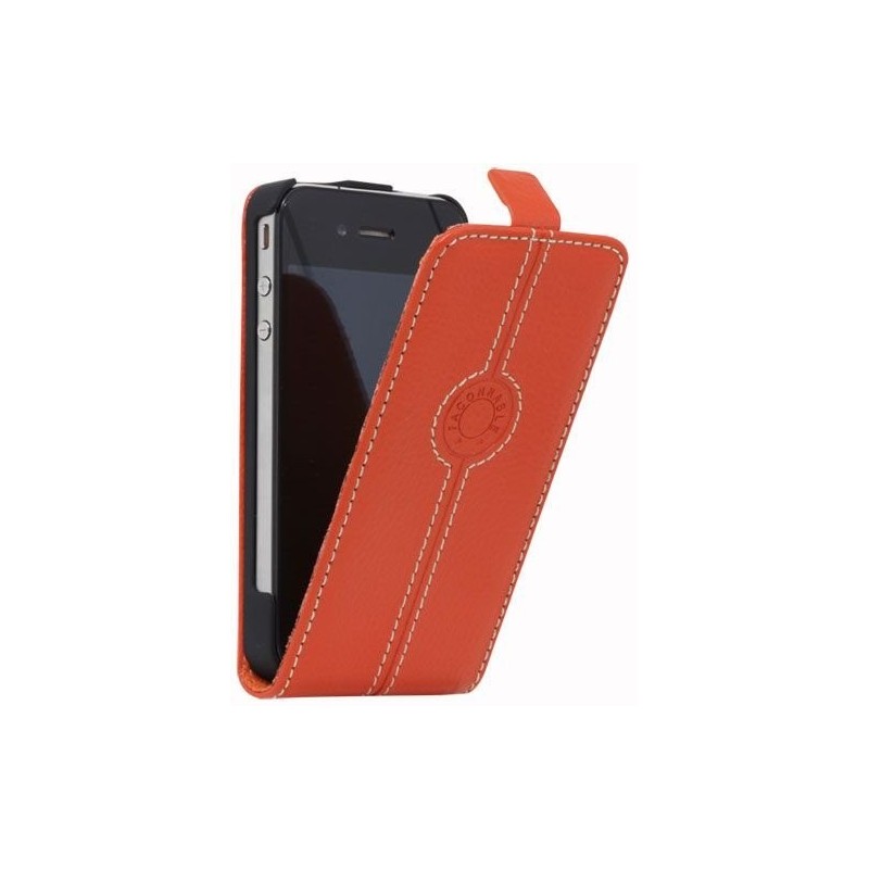 Etui coque pour iPhone 5/5S - façonnable en cuir grainé orange 