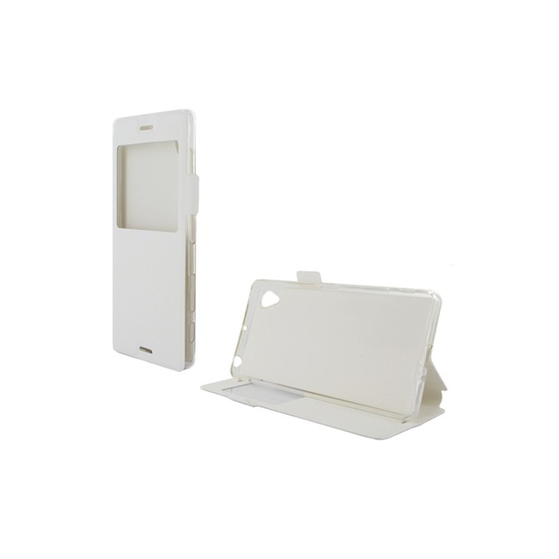 Book case fenetre pour Sony Xperia X - Blanc