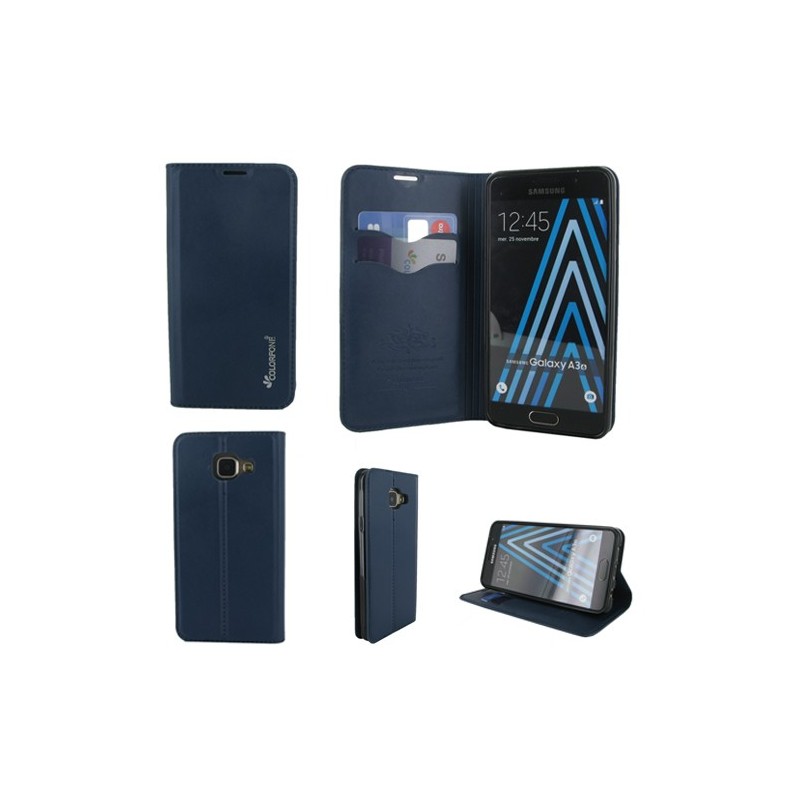 Etui pour Samsung A3 2016 - Book case magnetique  - Bleu nuit