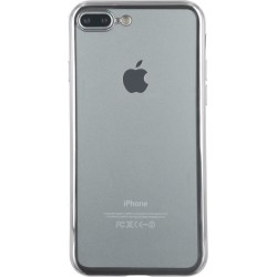 Coque iPhone 7 plus  - semi-rigide transparente et contour métal argenté