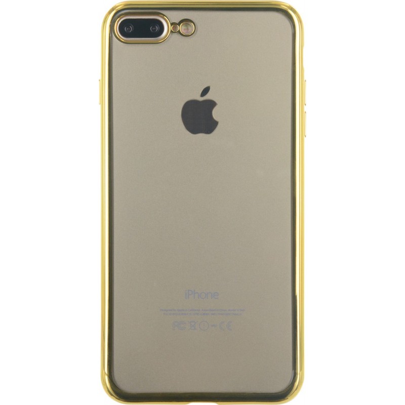 Coque iPhone 7 Plus/8 Plus - semi-rigide transparente et contour métal doré 