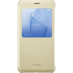 Etui pour Honor 8 à rabat à zone transparente doré