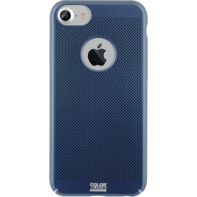 Coque pour iPhone 6/6S/7/8 - rigide perforée bleue Colorblock 