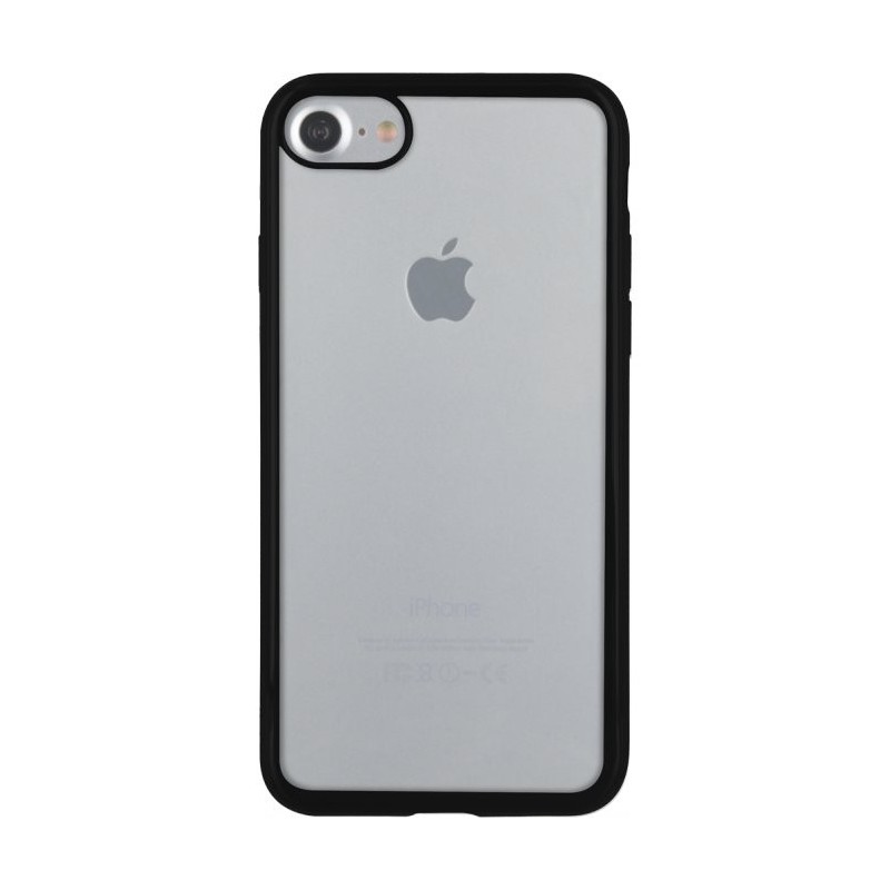 Coque pour iPhone 7 - semi-rigide transparente et contour métal noir 