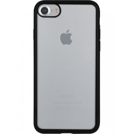 Coque pour iPhone 7 - semi-rigide transparente et contour métal noir 