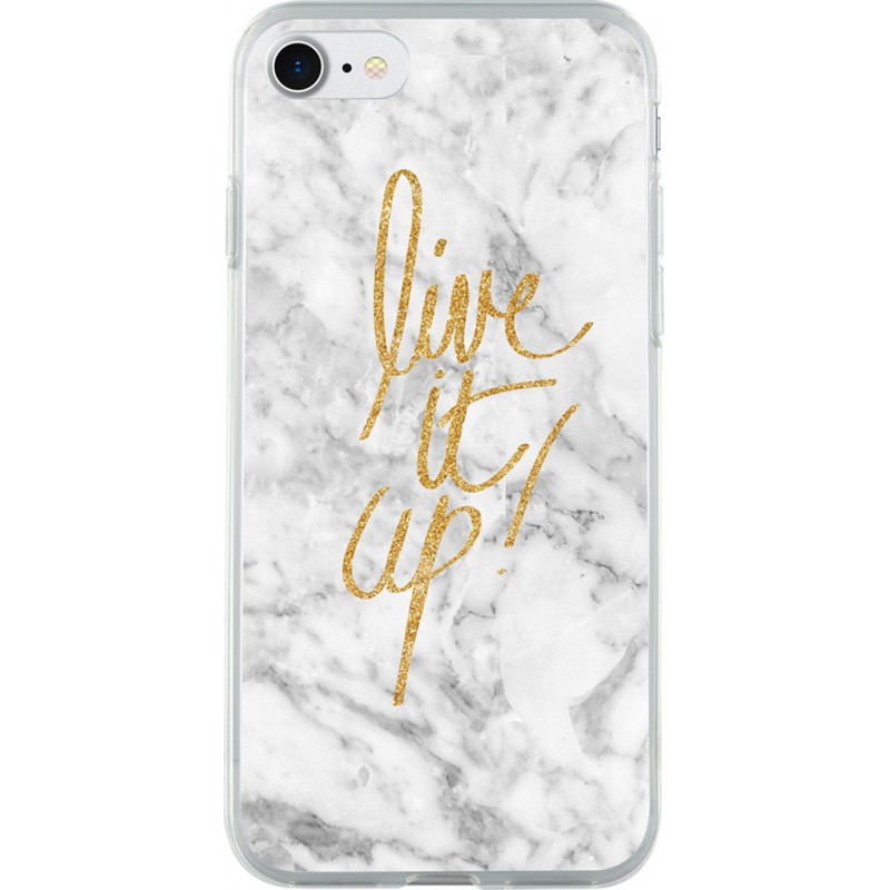 Coque pour iPhone 6/6S/7/8 - semi-rigide Live it up dorée et blanche 