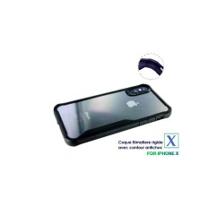 Coque  pour Iphone X - Bimatiere rigide avec contour antichoc - Noire