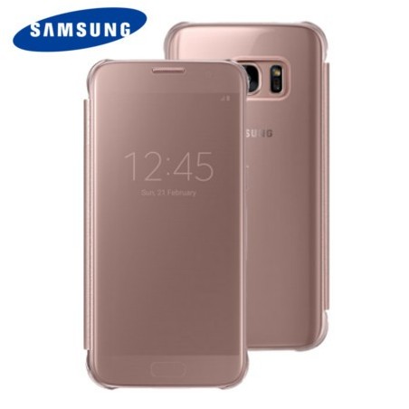 Etui pour Samsung Galaxy S7 - Clear View Cover Officielle  – Or Rose